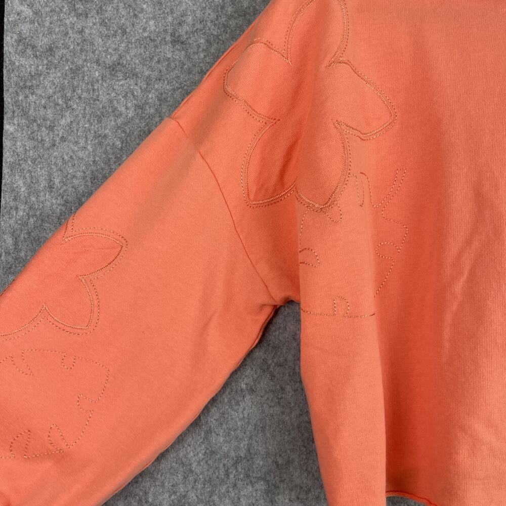Disney Moana Sweatshirt Womens Large Orange Cropped Oversized Embroidered Tassel - Picture 4 of 13